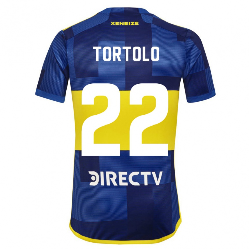 Niño Fútbol Camiseta Dulce Tortolo #22 Azul Amarillo 1ª Equipación 2024/25