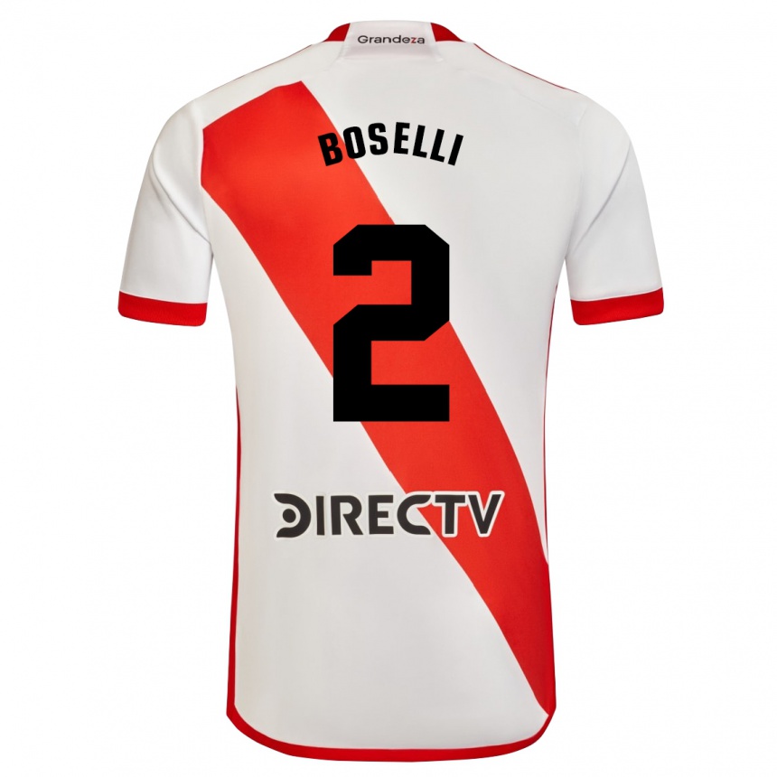 Niño Fútbol Camiseta Sebastián Boselli #2 Blanco Rojo 1ª Equipación 2024/25