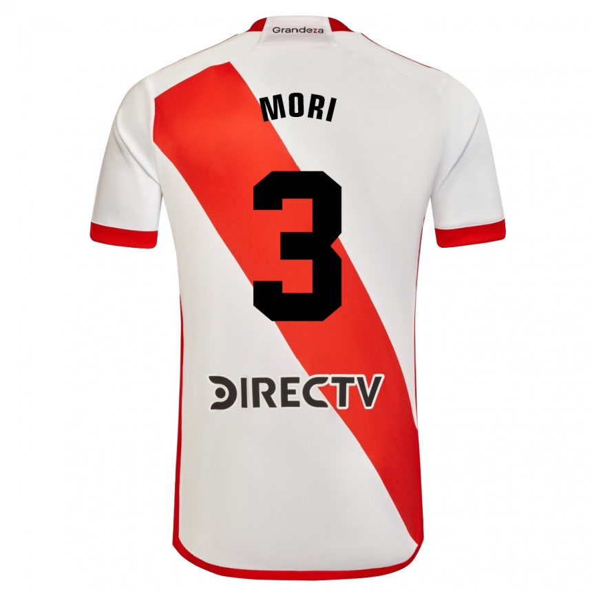 Niño Fútbol Camiseta Ramiro Funes Mori #3 Blanco Rojo 1ª Equipación 2024/25