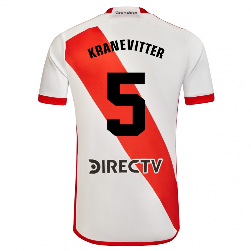 Niño Fútbol Camiseta Matías Kranevitter #5 Blanco Rojo 1ª Equipación 2024/25