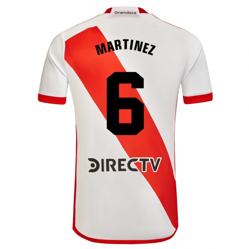 Niño Fútbol Camiseta David Martínez #6 Blanco Rojo 1ª Equipación 2024/25