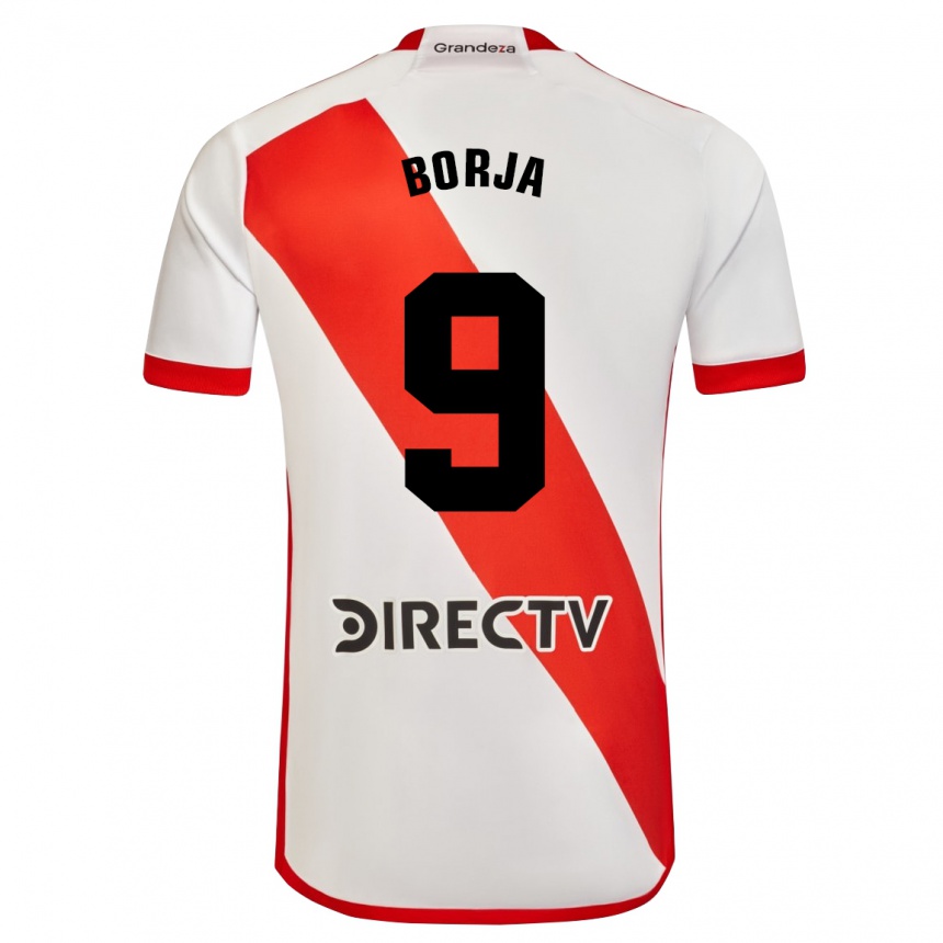 Niño Fútbol Camiseta Miguel Borja #9 Blanco Rojo 1ª Equipación 2024/25