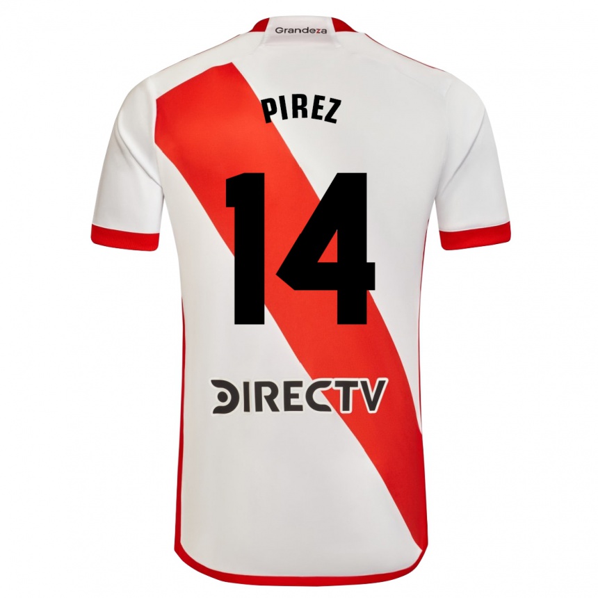 Niño Fútbol Camiseta Leandro González Pírez #14 Blanco Rojo 1ª Equipación 2024/25