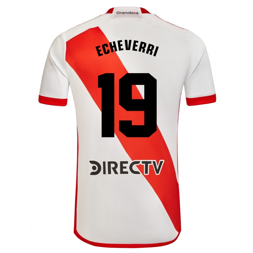 Niño Fútbol Camiseta Claudio Echeverri #19 Blanco Rojo 1ª Equipación 2024/25