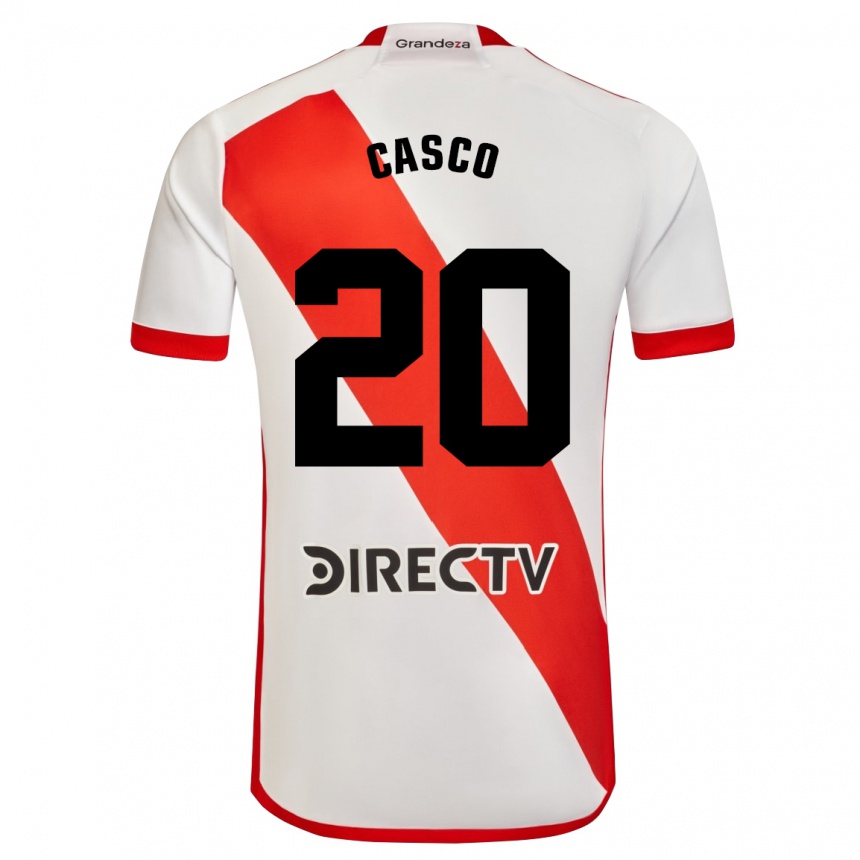 Niño Fútbol Camiseta Milton Casco #20 Blanco Rojo 1ª Equipación 2024/25