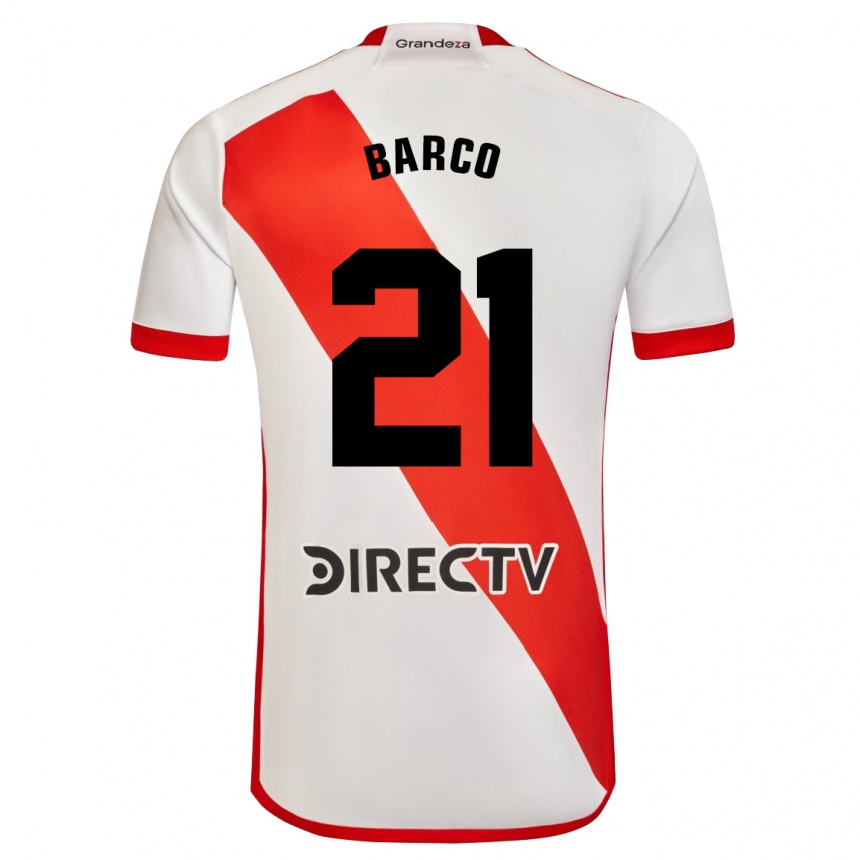 Niño Fútbol Camiseta Esequiel Barco #21 Blanco Rojo 1ª Equipación 2024/25