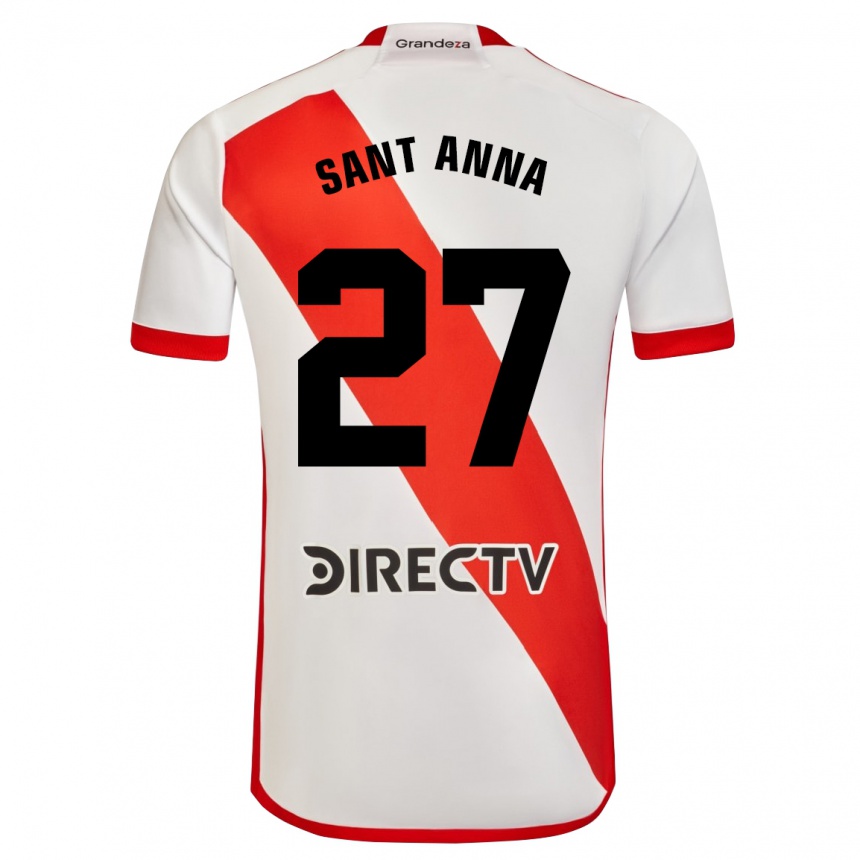 Niño Fútbol Camiseta Agustín Sant Anna #27 Blanco Rojo 1ª Equipación 2024/25