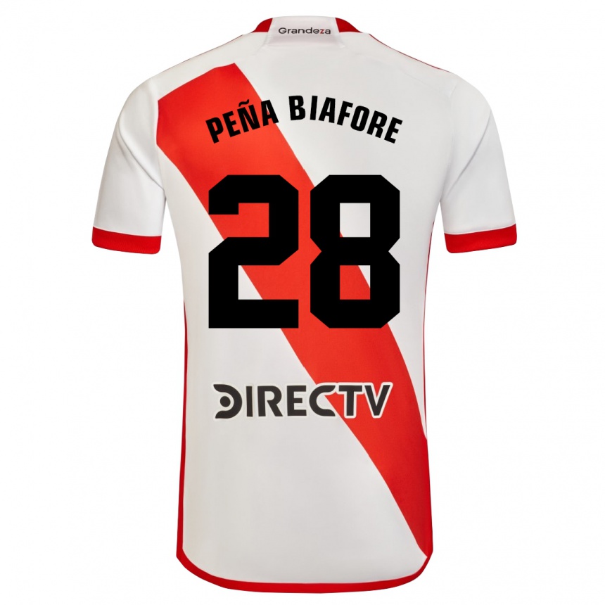 Niño Fútbol Camiseta Felipe Peña Biafore #28 Blanco Rojo 1ª Equipación 2024/25