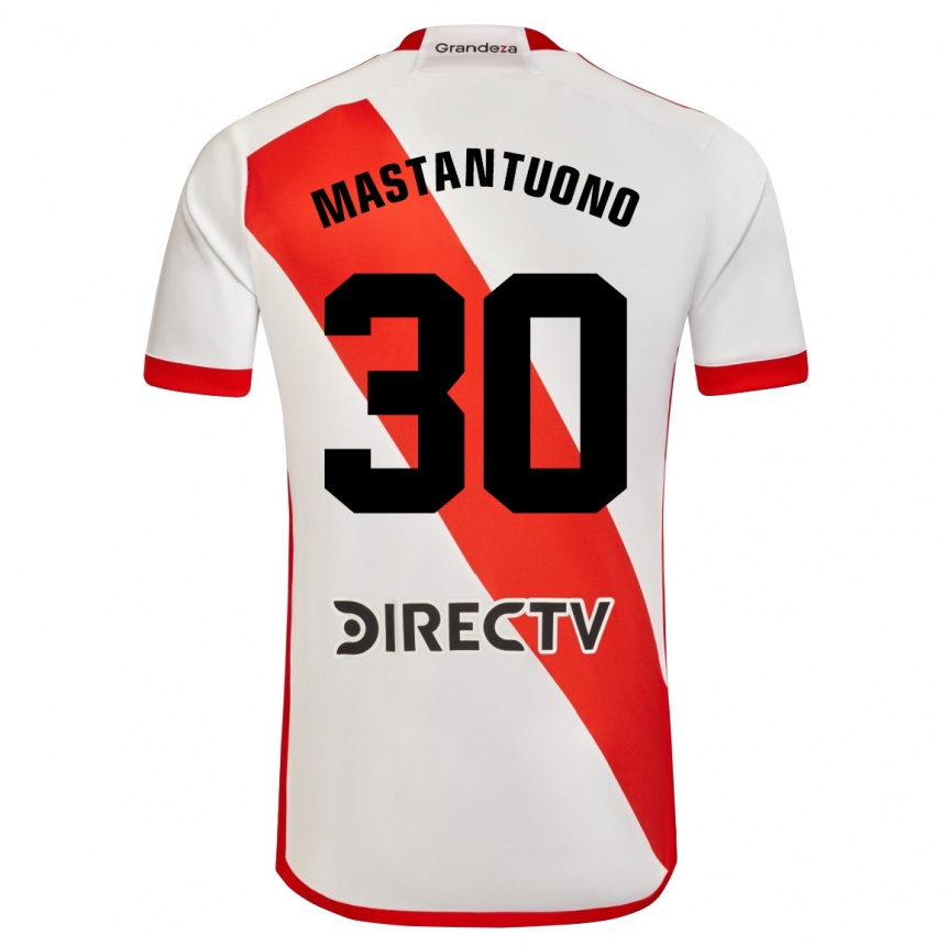 Niño Fútbol Camiseta Franco Mastantuono #30 Blanco Rojo 1ª Equipación 2024/25