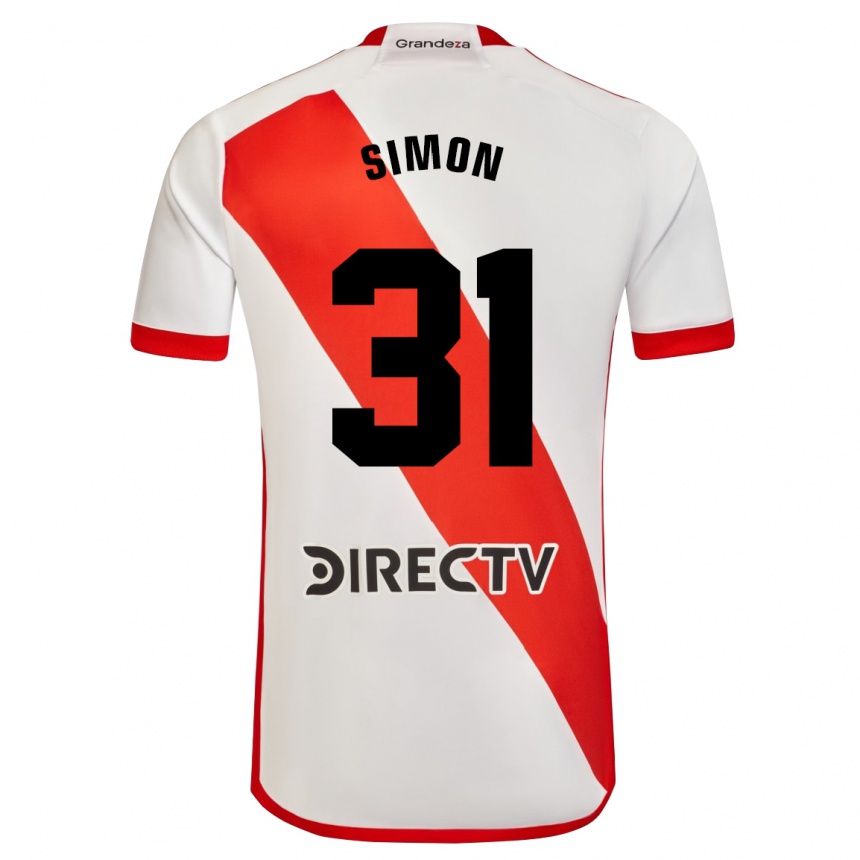 Niño Fútbol Camiseta Santiago Simón #31 Blanco Rojo 1ª Equipación 2024/25