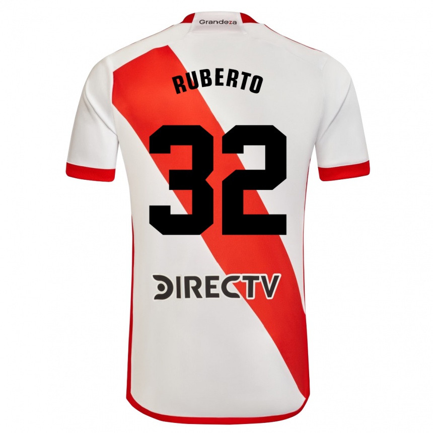 Niño Fútbol Camiseta Agustín Ruberto #32 Blanco Rojo 1ª Equipación 2024/25