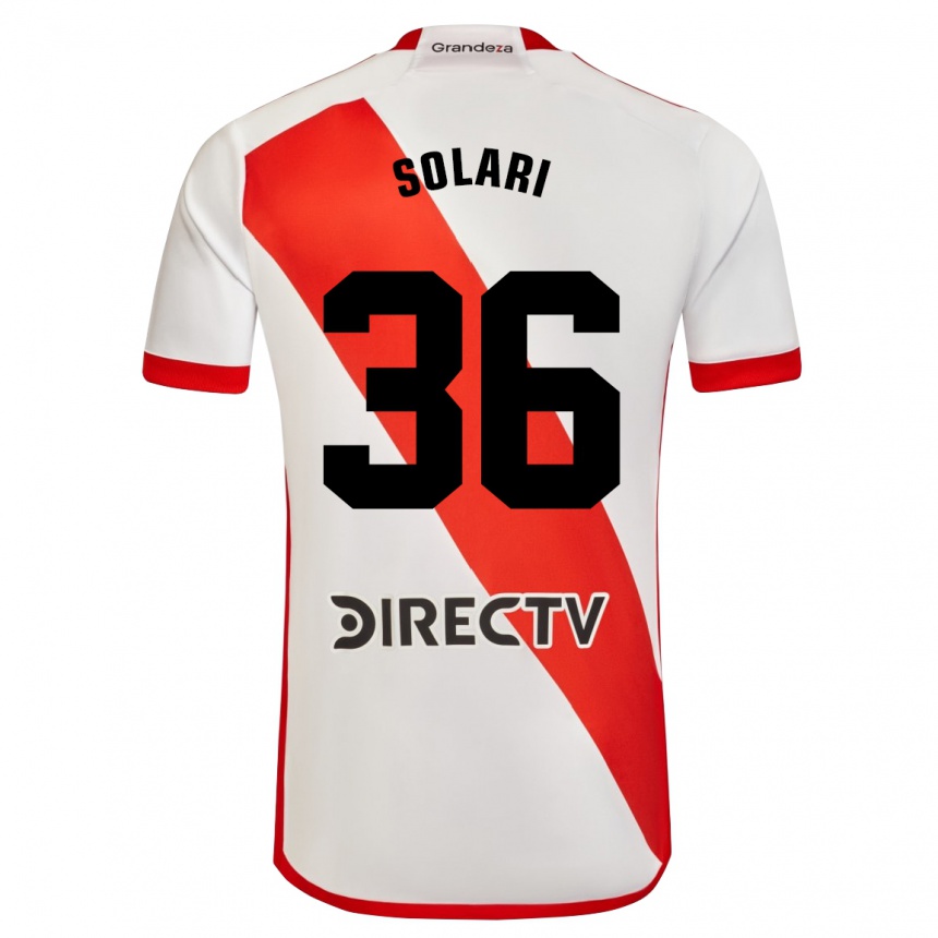 Niño Fútbol Camiseta Pablo Solari #36 Blanco Rojo 1ª Equipación 2024/25