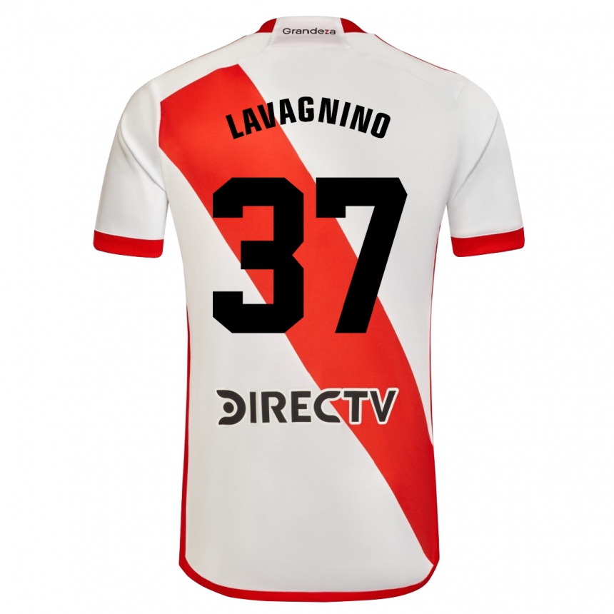 Niño Fútbol Camiseta Lucas Lavagnino #37 Blanco Rojo 1ª Equipación 2024/25