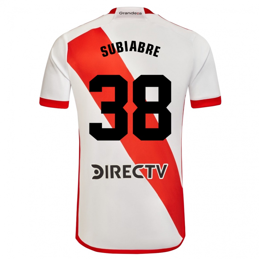 Niño Fútbol Camiseta Ian Subiabre #38 Blanco Rojo 1ª Equipación 2024/25