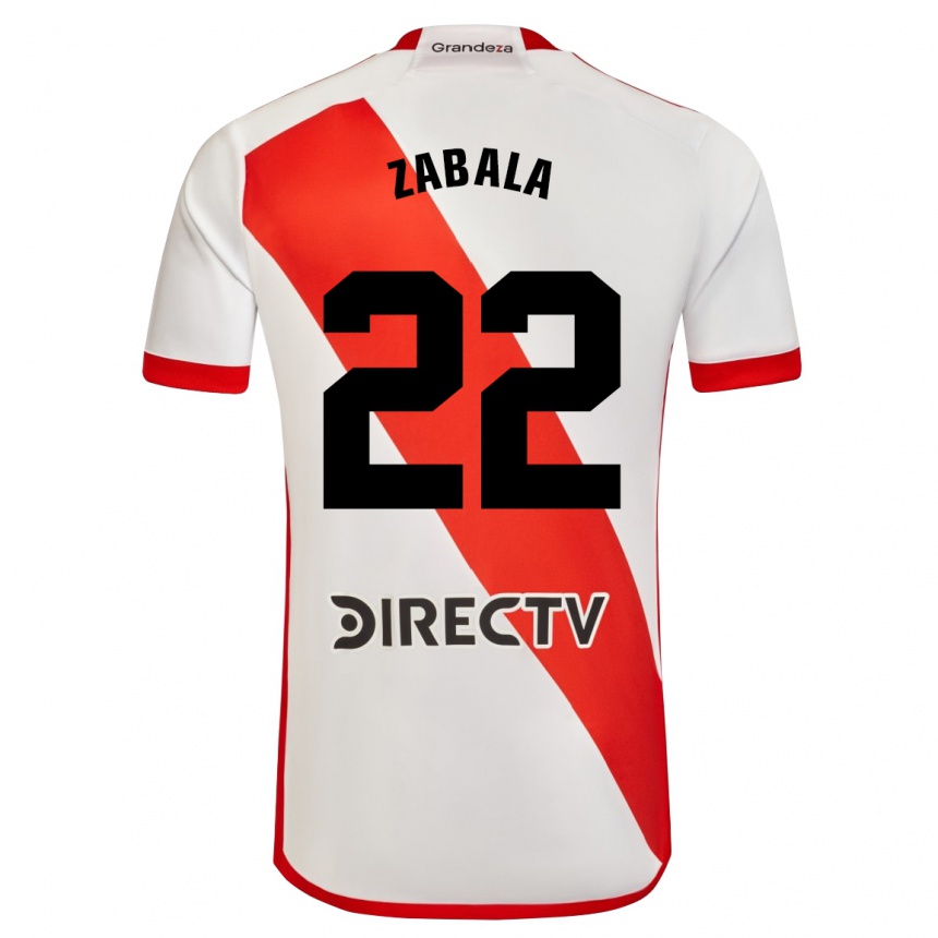 Niño Fútbol Camiseta Daniel Zabala #22 Blanco Rojo 1ª Equipación 2024/25