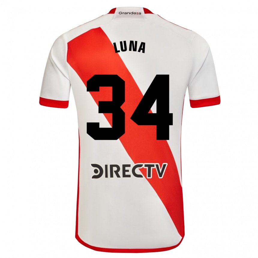 Niño Fútbol Camiseta Jonás Luna #34 Blanco Rojo 1ª Equipación 2024/25