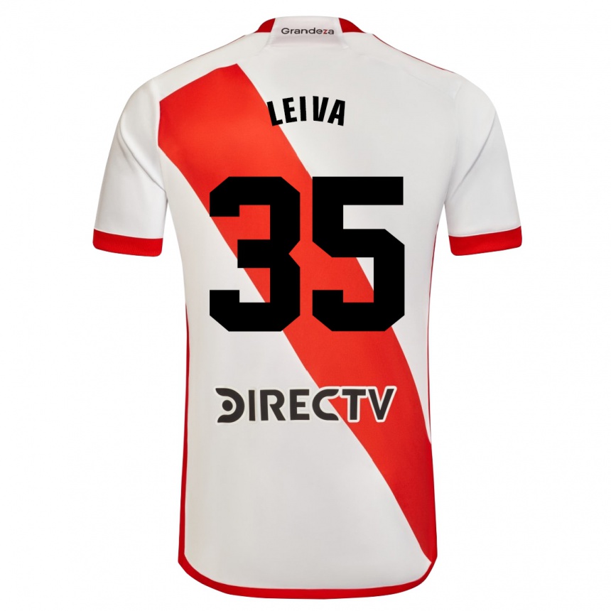 Niño Fútbol Camiseta Tobías Leiva #35 Blanco Rojo 1ª Equipación 2024/25