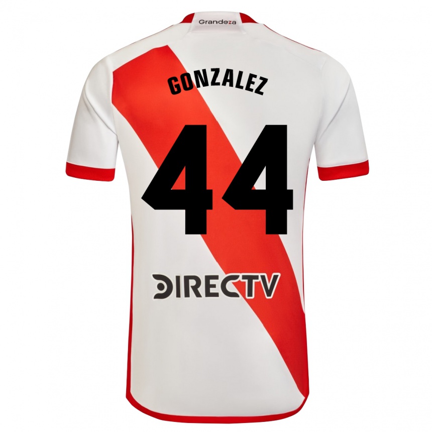 Niño Fútbol Camiseta Alexis González #44 Blanco Rojo 1ª Equipación 2024/25