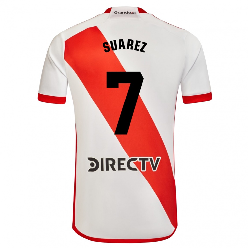 Niño Fútbol Camiseta Matías Suárez #7 Blanco Rojo 1ª Equipación 2024/25