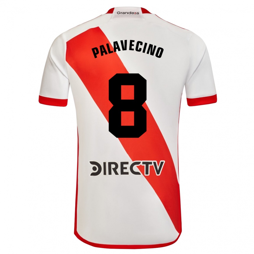 Niño Fútbol Camiseta Agustín Palavecino #8 Blanco Rojo 1ª Equipación 2024/25