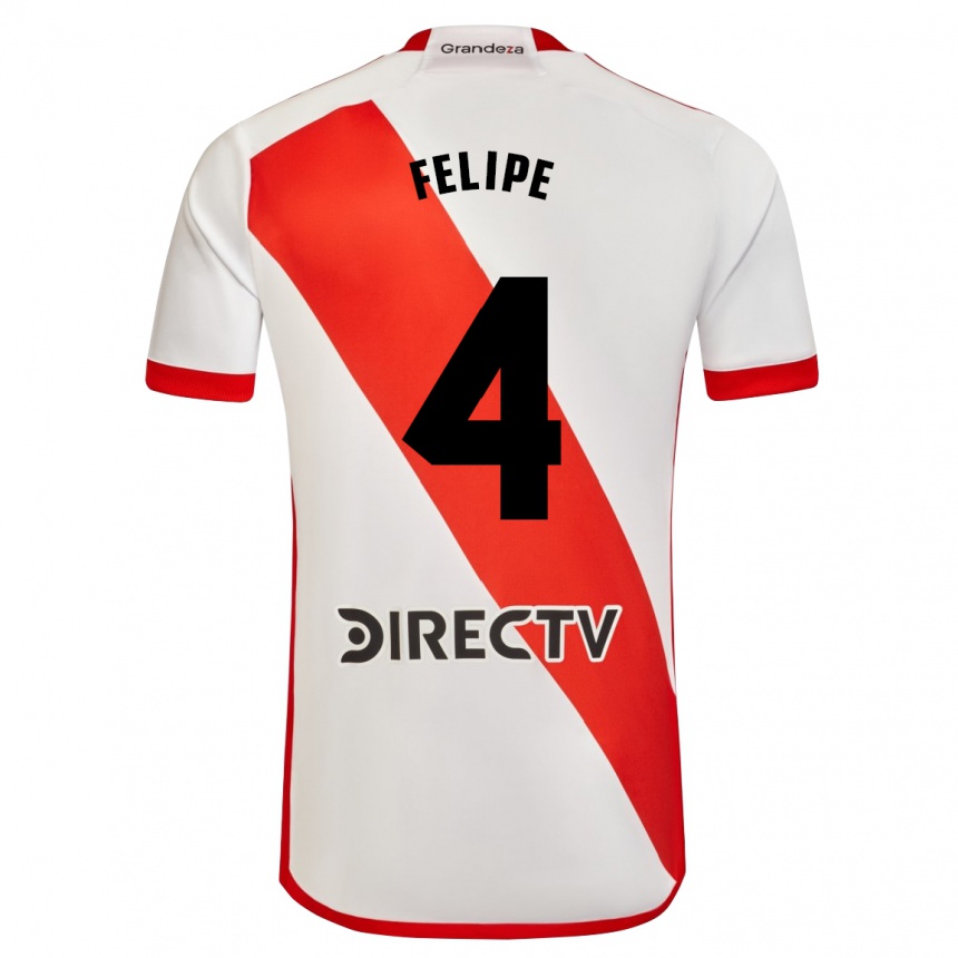 Niño Fútbol Camiseta Carina Felipe Silva #4 Blanco Rojo 1ª Equipación 2024/25