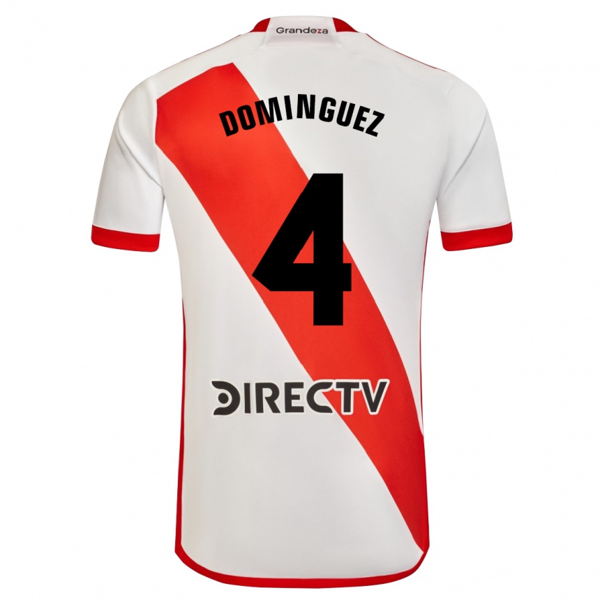 Niño Fútbol Camiseta Evelyn Sofía Domínguez #4 Blanco Rojo 1ª Equipación 2024/25