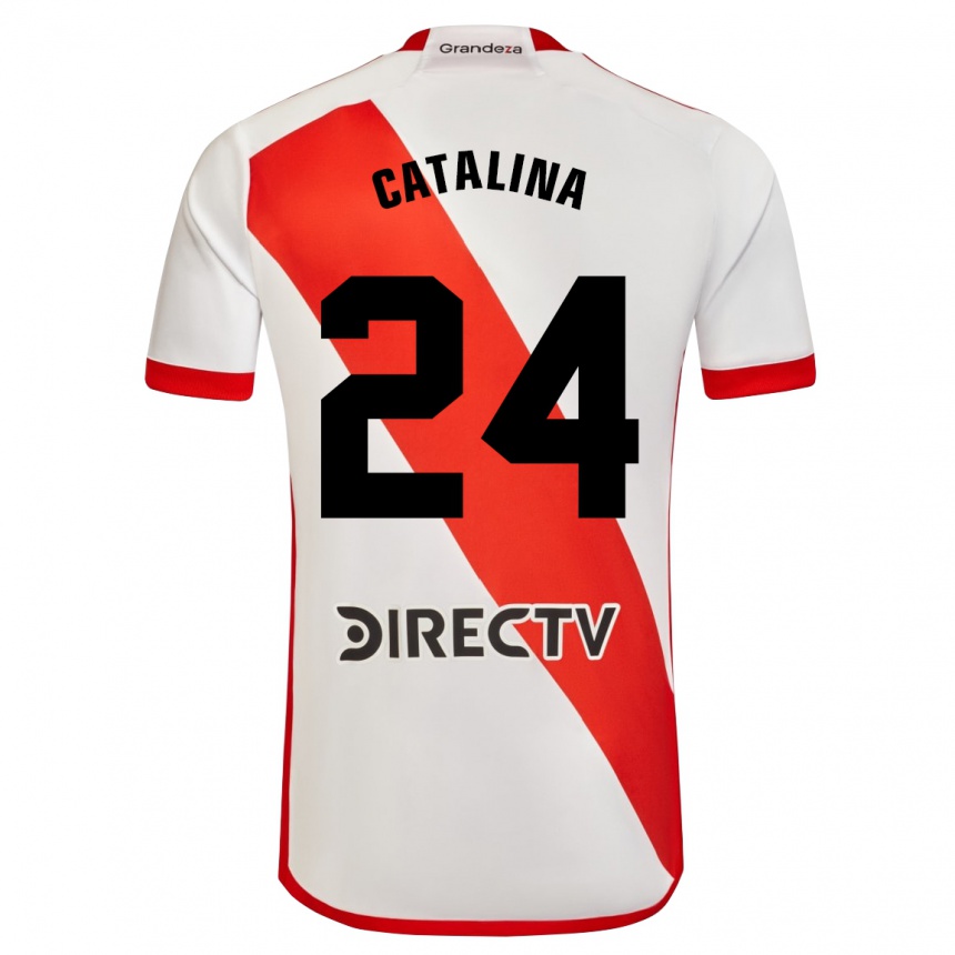 Niño Fútbol Camiseta Catalina Julia Primo #24 Blanco Rojo 1ª Equipación 2024/25