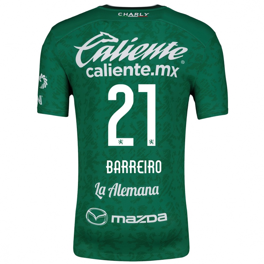 Niño Fútbol Camiseta Stiven Barreiro #21 Verde Blanco 1ª Equipación 2024/25