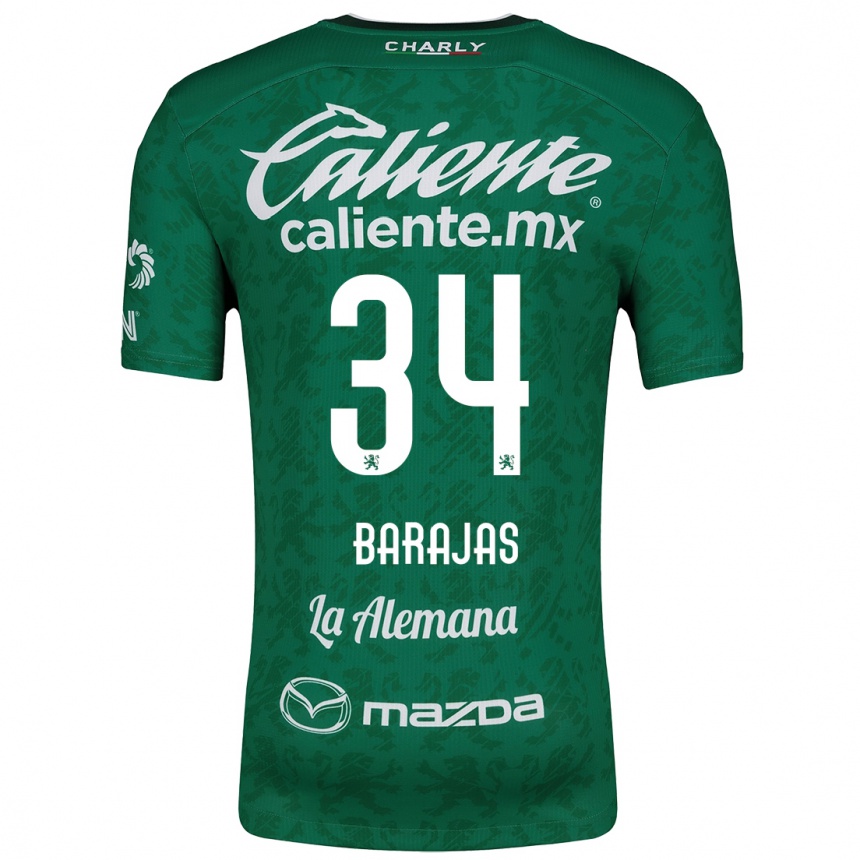 Niño Fútbol Camiseta Víctor Barajas #34 Verde Blanco 1ª Equipación 2024/25