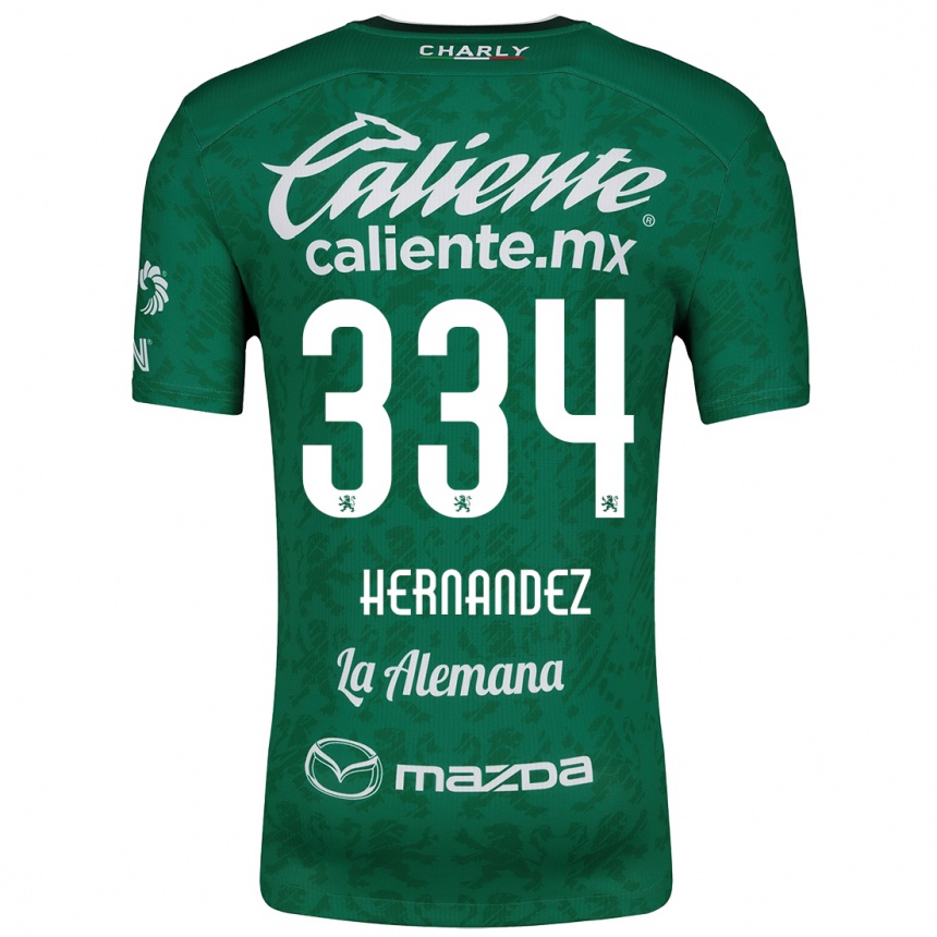 Niño Fútbol Camiseta Alan Hernández #334 Verde Blanco 1ª Equipación 2024/25