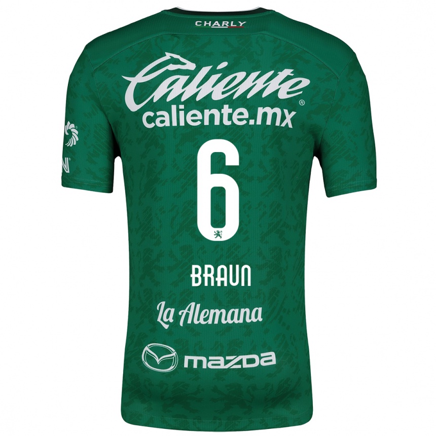 Niño Fútbol Camiseta Sophia Braun #6 Verde Blanco 1ª Equipación 2024/25