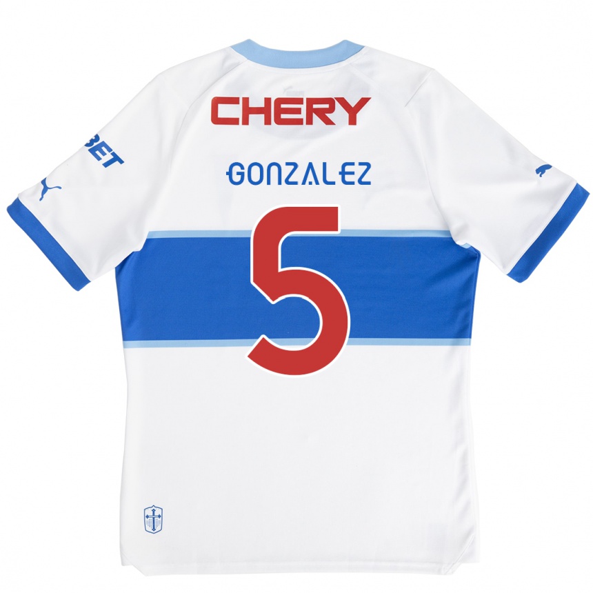 Niño Fútbol Camiseta Daniel González #5 Blanco Azul 1ª Equipación 2024/25