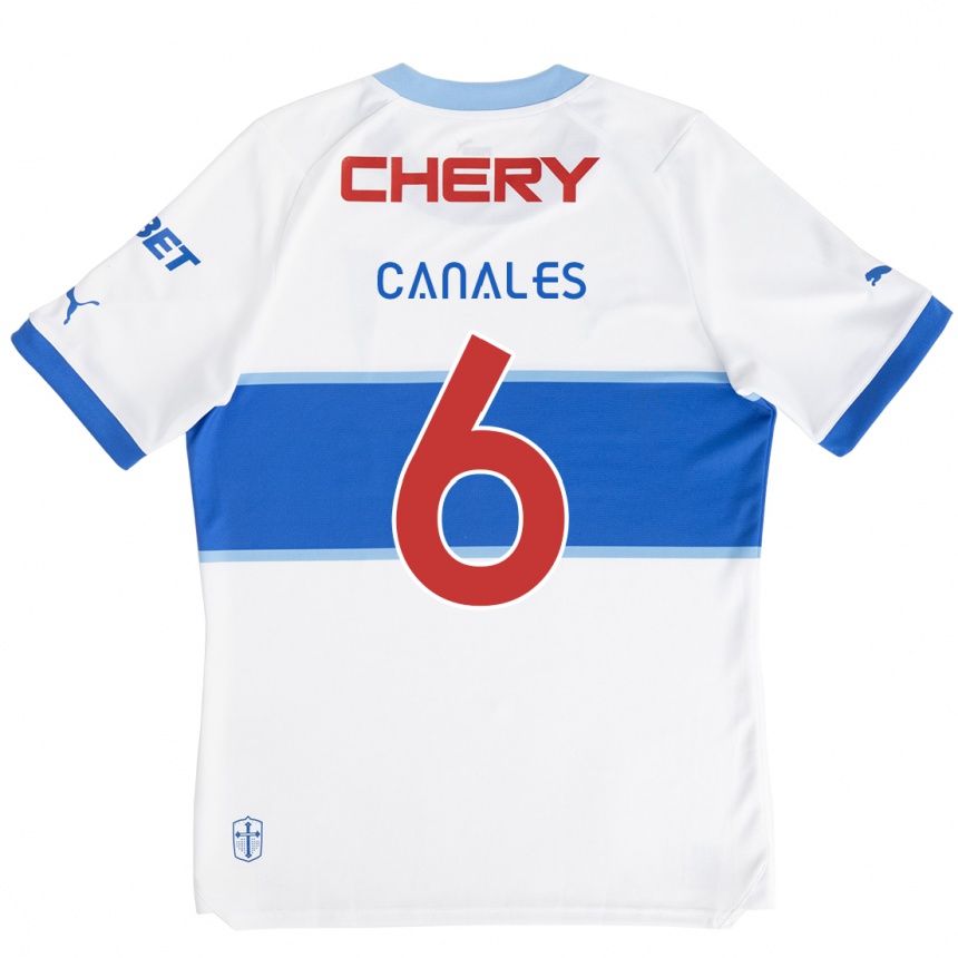 Niño Fútbol Camiseta Alfred Canales #6 Blanco Azul 1ª Equipación 2024/25