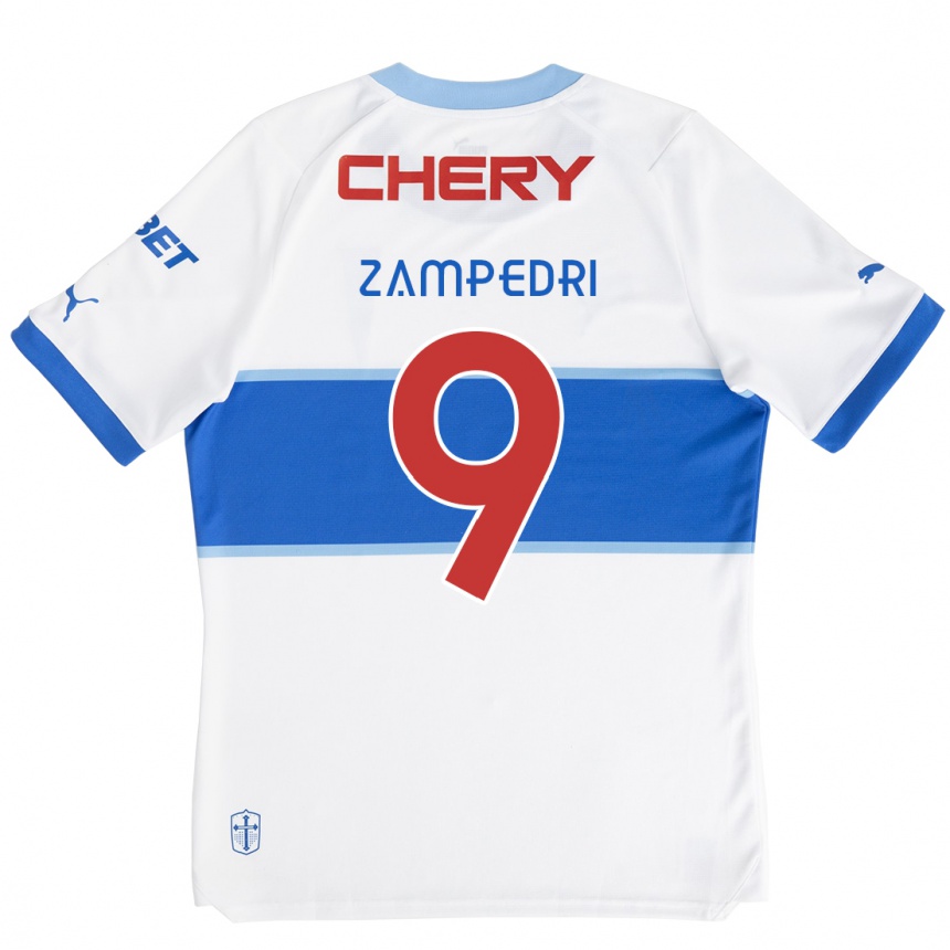 Niño Fútbol Camiseta Fernando Zampedri #9 Blanco Azul 1ª Equipación 2024/25