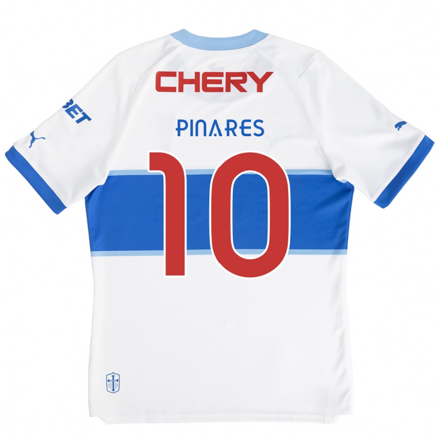 Niño Fútbol Camiseta César Pinares #10 Blanco Azul 1ª Equipación 2024/25