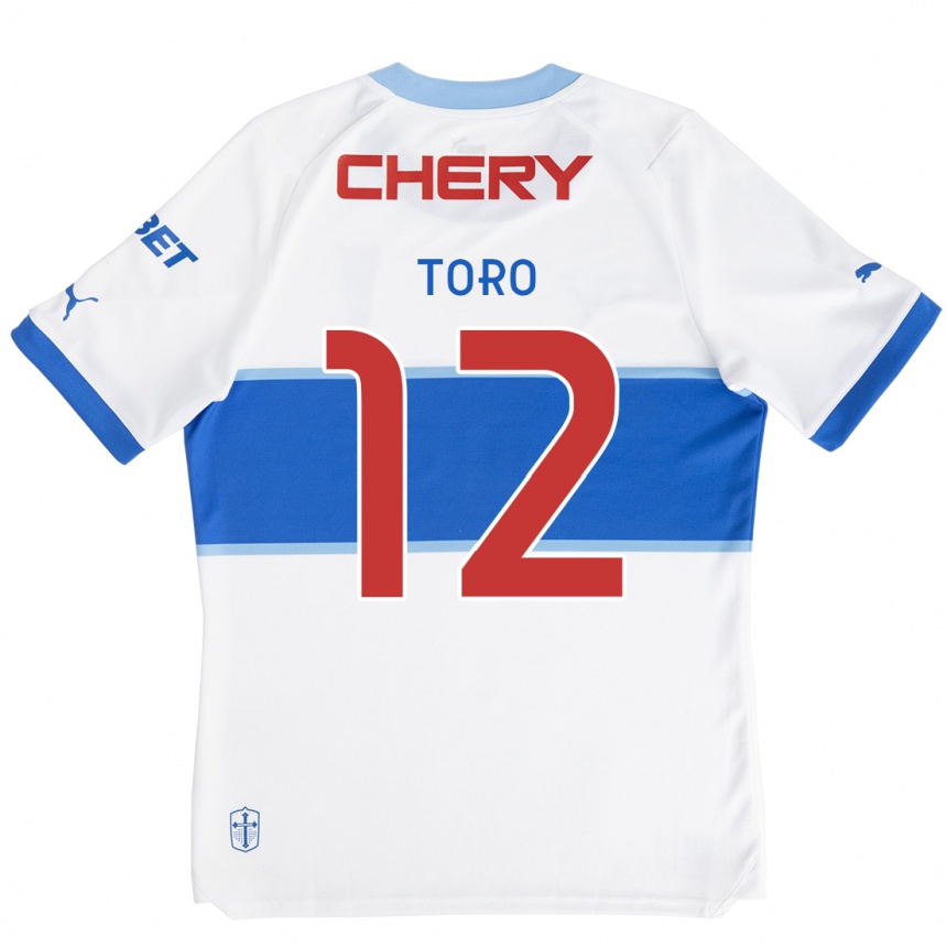 Niño Fútbol Camiseta Ian Toro #12 Blanco Azul 1ª Equipación 2024/25