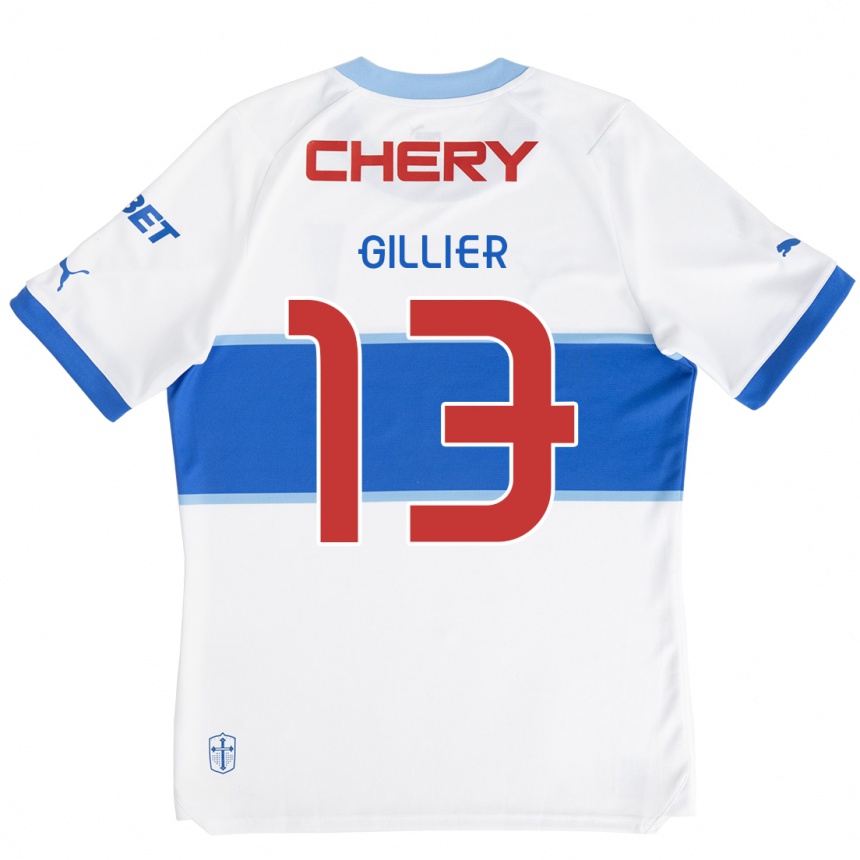 Niño Fútbol Camiseta Thomas Gillier #13 Blanco Azul 1ª Equipación 2024/25