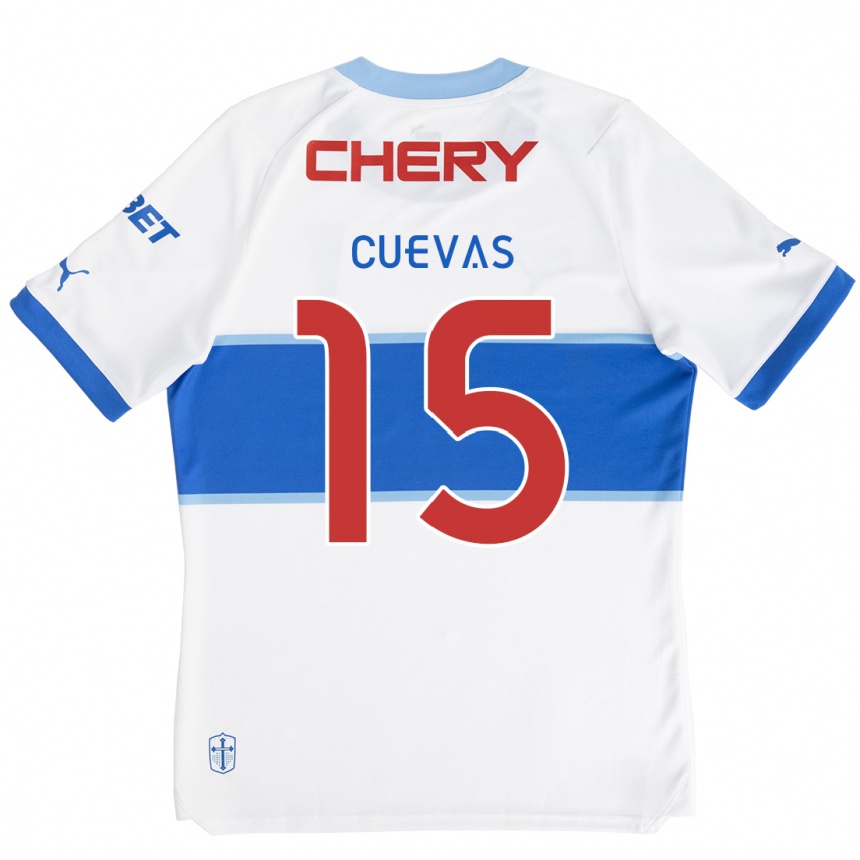 Niño Fútbol Camiseta Cristian Cuevas #15 Blanco Azul 1ª Equipación 2024/25