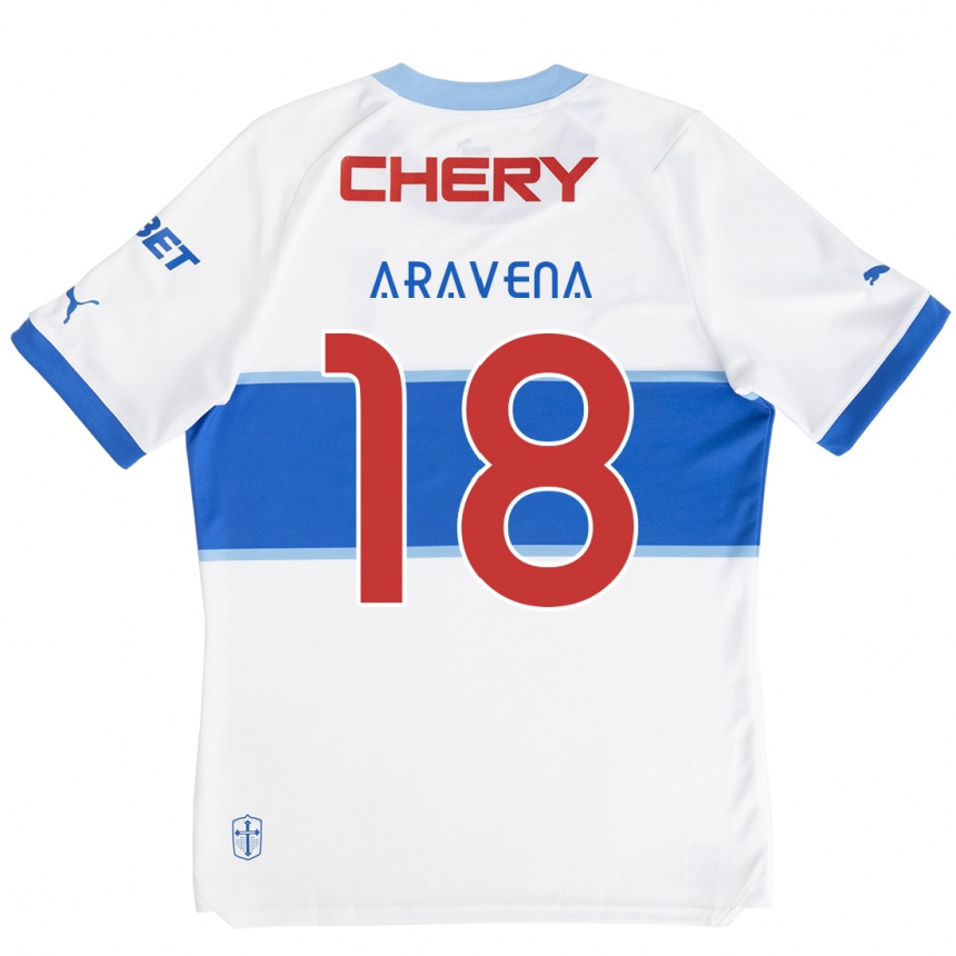 Niño Fútbol Camiseta Alexander Aravena #18 Blanco Azul 1ª Equipación 2024/25