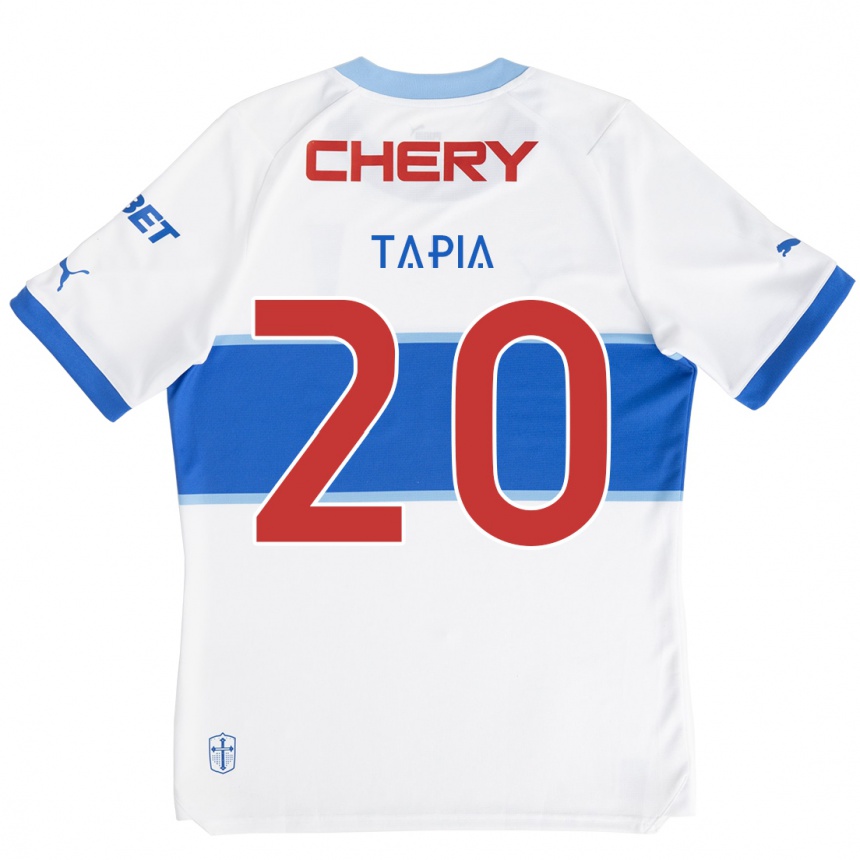 Niño Fútbol Camiseta Gonzalo Tapia #20 Blanco Azul 1ª Equipación 2024/25