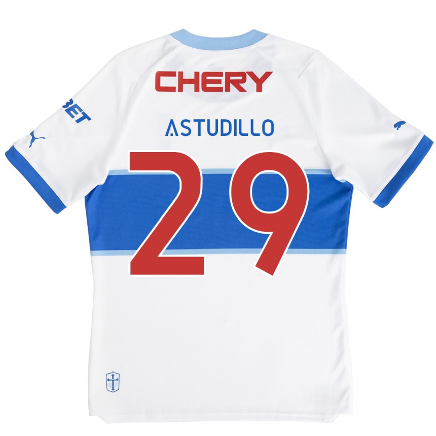 Niño Fútbol Camiseta Aaron Astudillo #29 Blanco Azul 1ª Equipación 2024/25