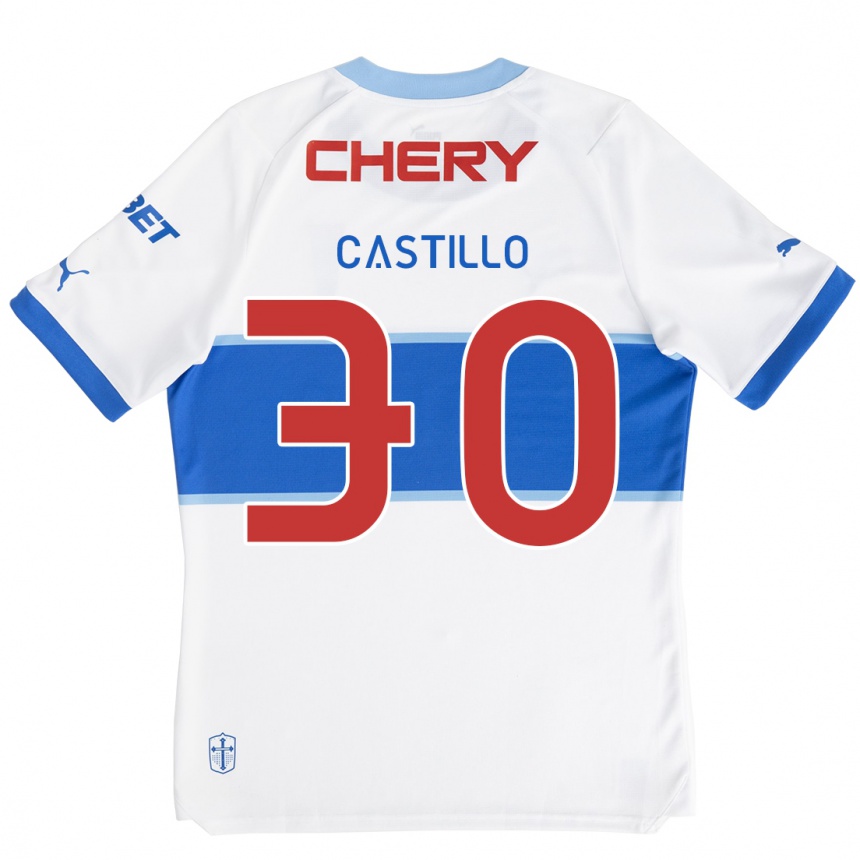 Niño Fútbol Camiseta Nicolás Castillo #30 Blanco Azul 1ª Equipación 2024/25