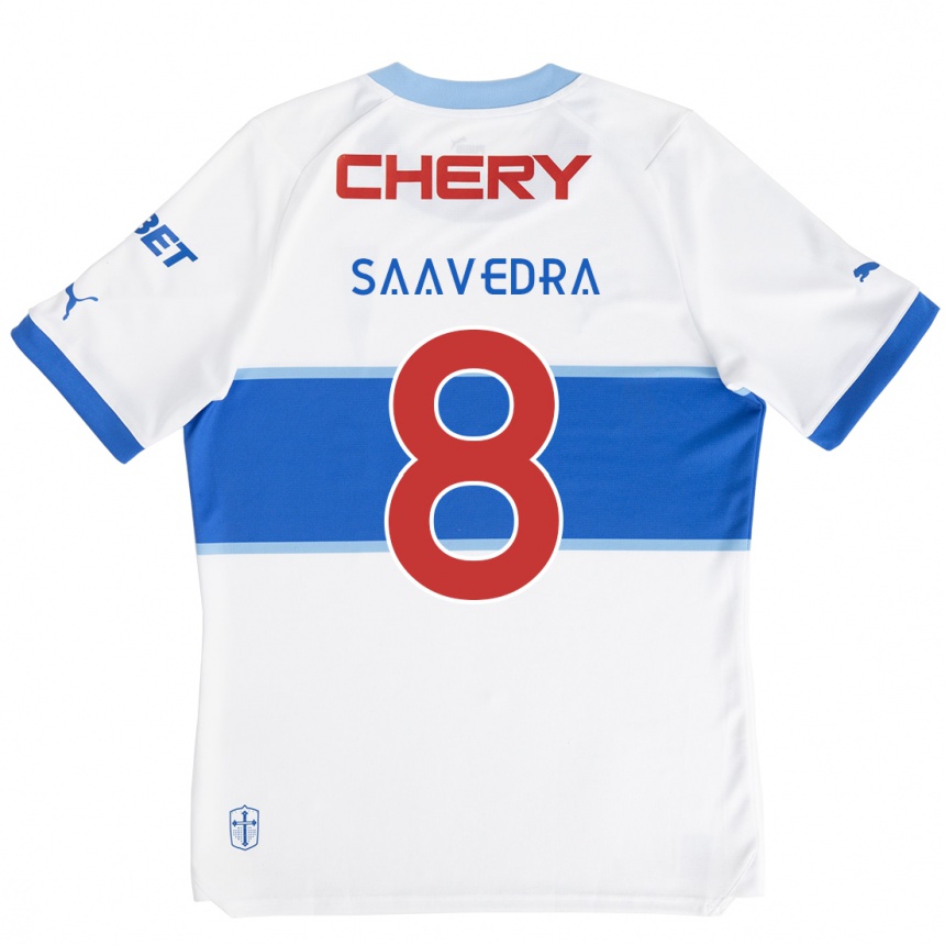 Niño Fútbol Camiseta Ignacio Saavedra #8 Blanco Azul 1ª Equipación 2024/25