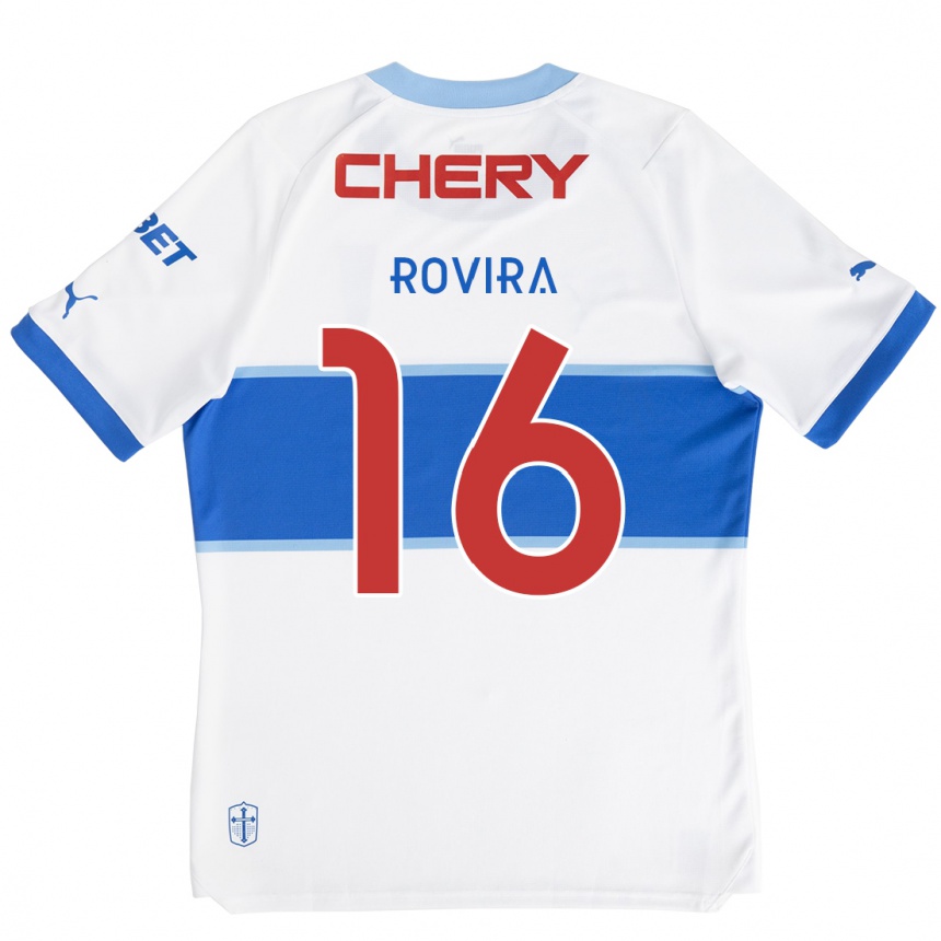 Niño Fútbol Camiseta Brayan Rovira #16 Blanco Azul 1ª Equipación 2024/25