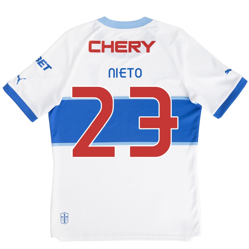 Niño Fútbol Camiseta Byron Nieto #23 Blanco Azul 1ª Equipación 2024/25