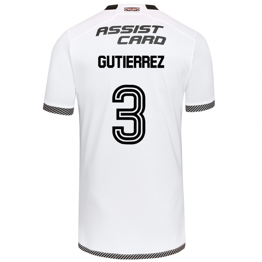 Niño Fútbol Camiseta Daniel Gutiérrez #3 Blanco Negro 1ª Equipación 2024/25