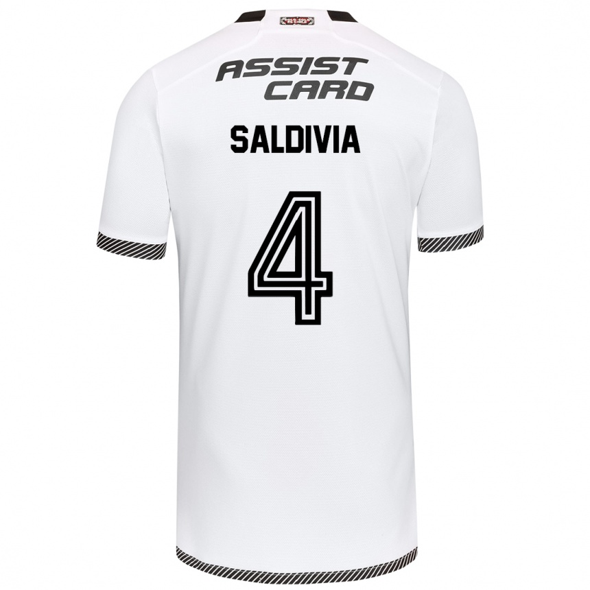 Niño Fútbol Camiseta Alan Saldivia #4 Blanco Negro 1ª Equipación 2024/25