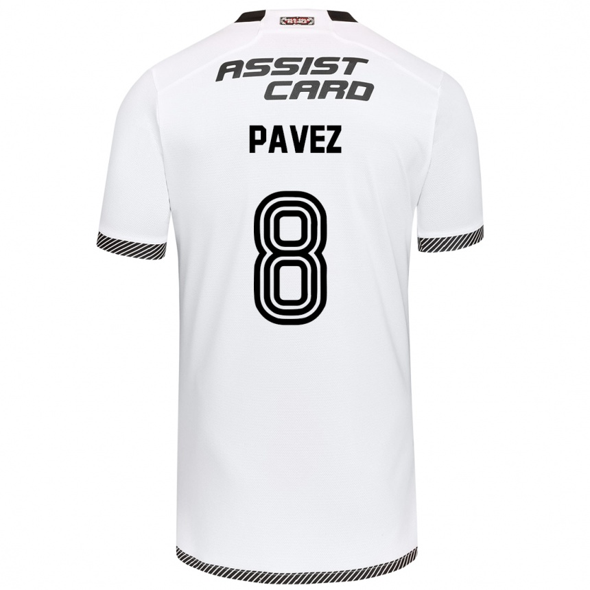 Niño Fútbol Camiseta Esteban Pavez #8 Blanco Negro 1ª Equipación 2024/25