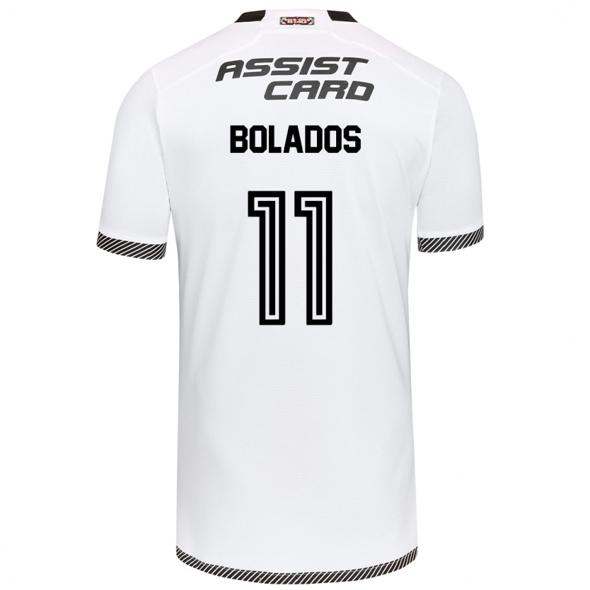 Niño Fútbol Camiseta Marcos Bolados #11 Blanco Negro 1ª Equipación 2024/25