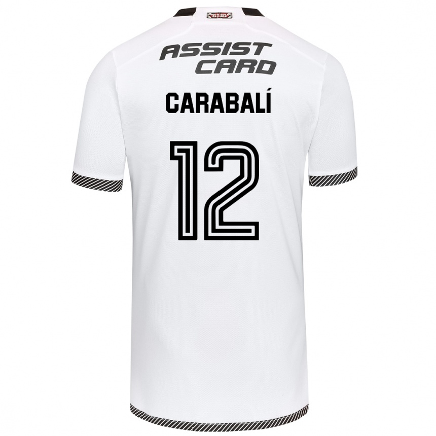 Niño Fútbol Camiseta Omar Carabalí #12 Blanco Negro 1ª Equipación 2024/25